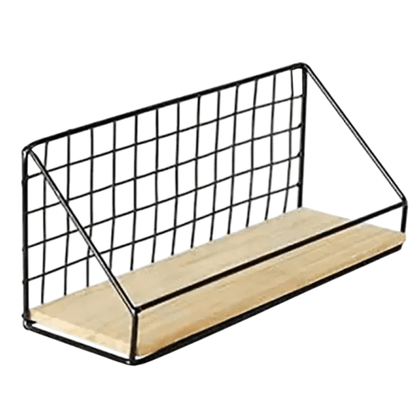 Fali polc s fém kerettel és fából készült lappal 30 x 10,5 x 14 cm M-es méret Ipari falipolc Fa dekoráció a lakásba