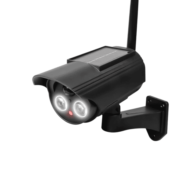 Hamis napelemes biztonsági kamera LED-del és mozgásérzékelővel, automatikus forgatással, kültéri szimulációs CCTV kerti verandavédelemmel