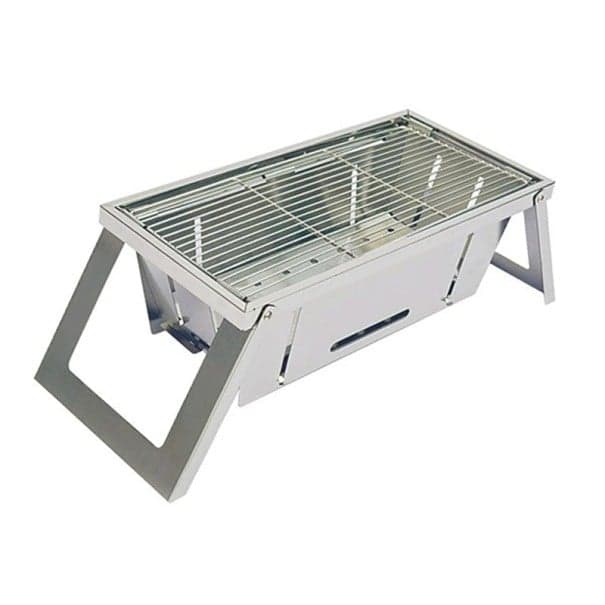 Hordozható rozsdamentes acél összecsukható faszén grill 57,5 x 21,5 x 17 cm Kompakt és tartós grill otthoni és kültéri használatra