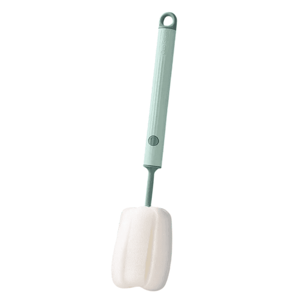 Houbás kefe pohár és palack mosásához 27 cm Hosszú fogantyú 8 x 5 cm Szivacs PP Anyag Kefe üvegek termoszok csecsemő palackokhoz zöld