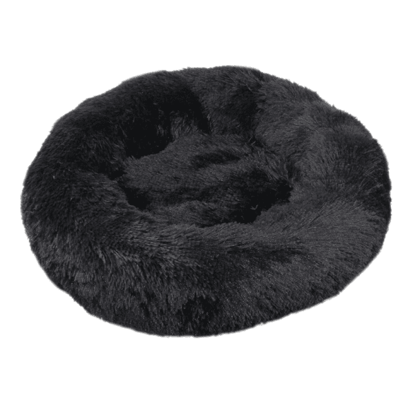 Kerek szőrös ágy kutyának és macskának 50 cm fekete