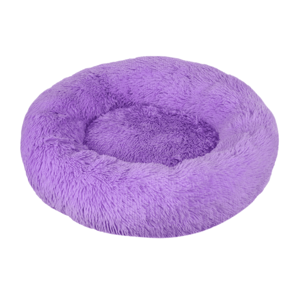 Kerek szőrös ágy kutyának és macskának 50 cm lila