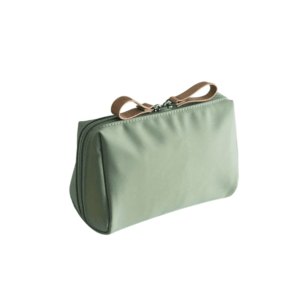 Kicsi egyszínű kozmetikai táska 17x11 cm Nylon utazótáska Hordozható tároló szervező Napi használatra Tisztálkodási tok zöld