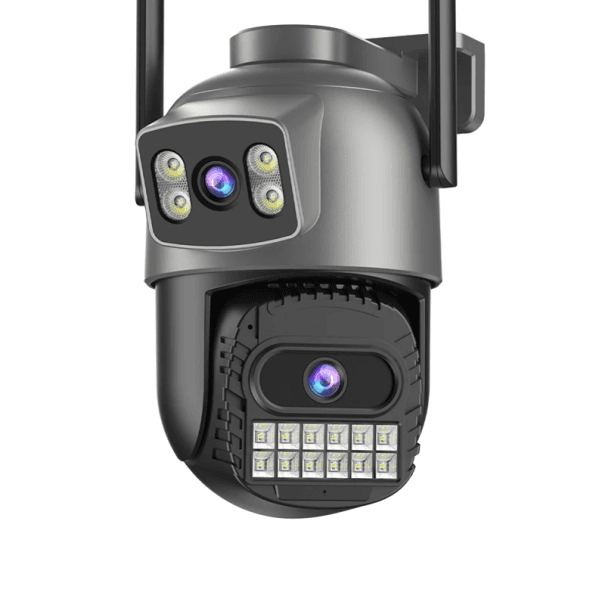 Kültéri biztonsági kamera 8MPx dupla képpel 4MP+4MP WiFi csatlakozás 5x digitális zoom Éjjellátó Kétirányú audio