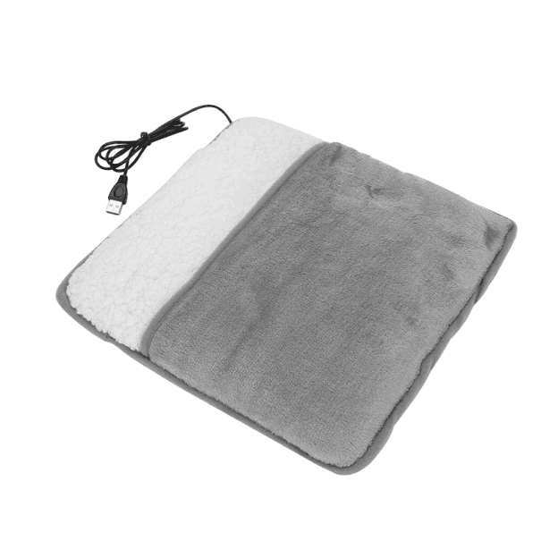 Lábmelegítő 30 x 30 x 2,5 cm USB melegített puha párna plüss felülettel Szürke meleg párna a lábakhoz és a testhez Téli melegítő párna