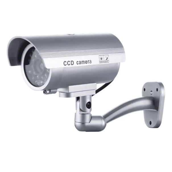 Napelemes hamis biztonsági kamera piros LED-del, vízálló CCTV szimulációval, kültéri használatra, 360°-ban állítható konzollal, falra