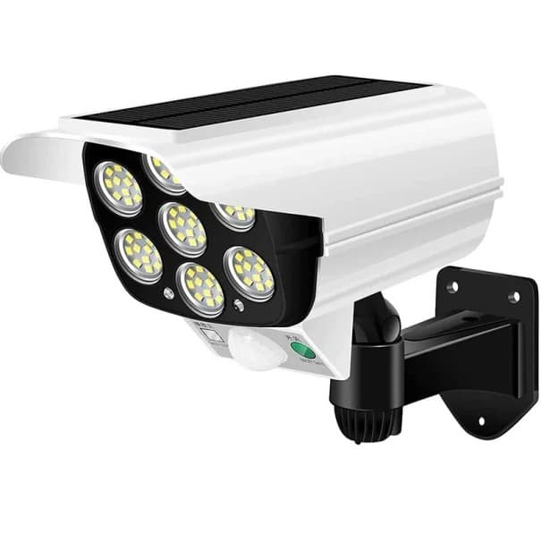 Napelemes lámpa 77 LED 20x11x8 cm mozgásérzékelővel IP65 Vízálló biztonsági lámpa Kamera makett 3 mód kertbe, udvarba, házba