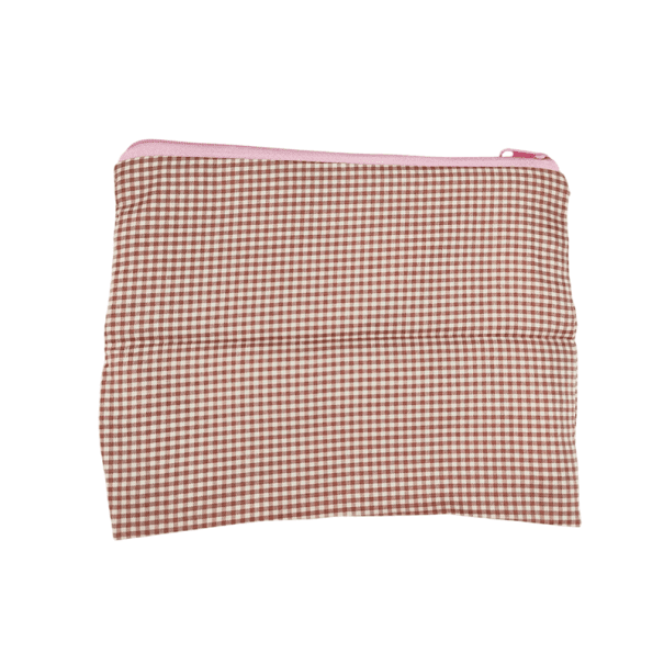 Női kockás kozmetikai táska 21 x 17 cm Pamut és len utazó sminktáska Nagy kapacitású tároló táska cipzárral rózsaszín