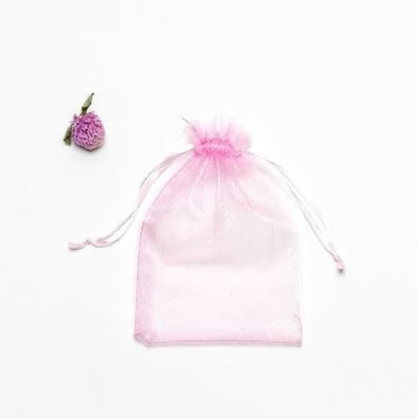 Organza táskák 100 db világos rózsaszín L