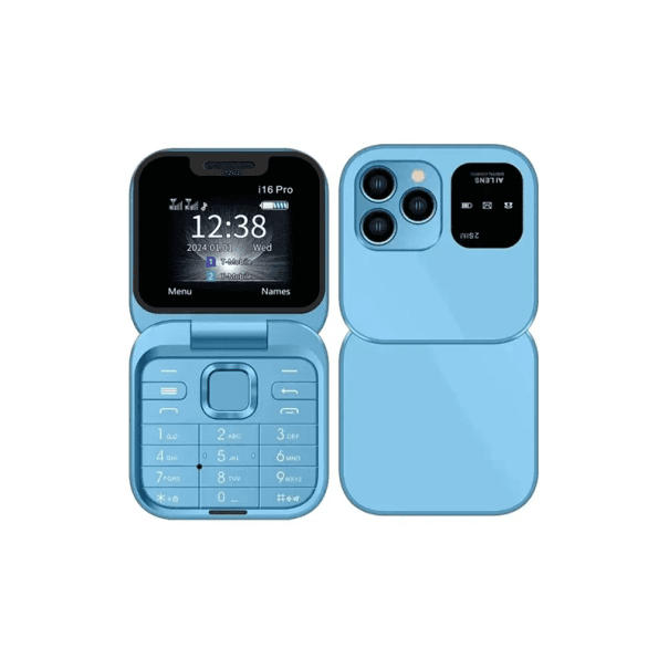 Összecsukható mini telefon SERVO i16 Pro 2G Flip 2SIM 1.77" TFT LED zseblámpa C típusú FM rádió 3.5mm jack microSD 1000 mAh Bluetooth