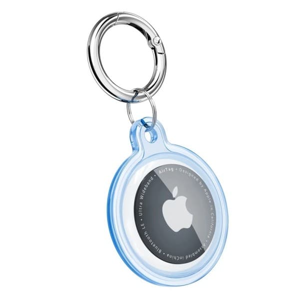 Vízálló átlátszó TPU kulcstartó és nyakörv Apple AirTag kutyák és macskák számára kék