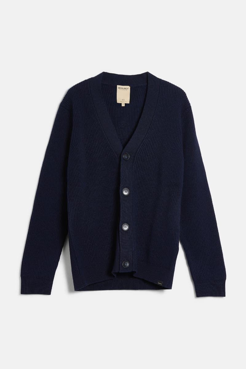 Kardigán Woolrich Merinos Cardigan Melton Blue