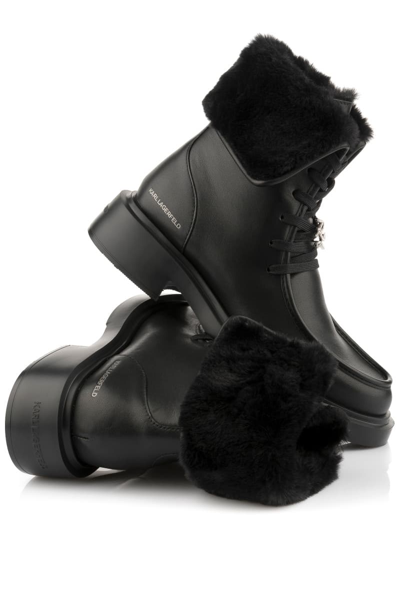Bokacipő Karl Lagerfeld Macie Fold Over Fleece Bt Black Lthr