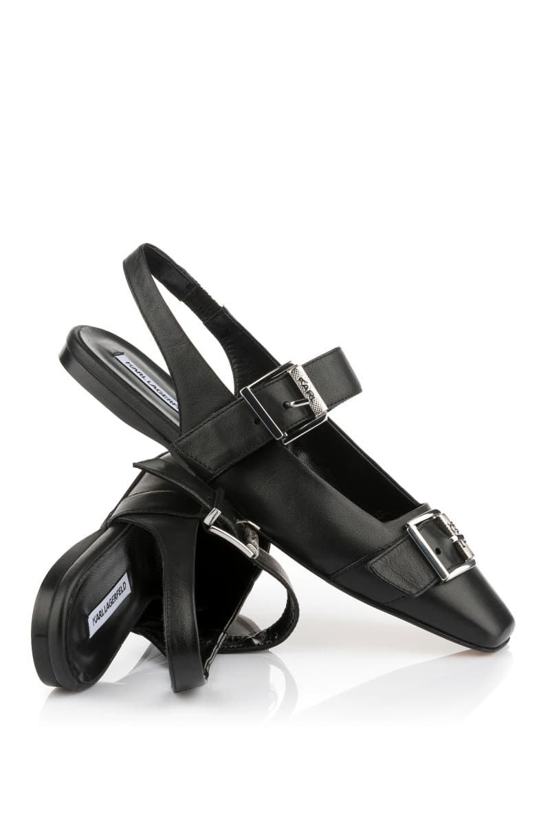 Balerinák Karl Lagerfeld Konnie Double Strap Pump Black Lthr W/Silver