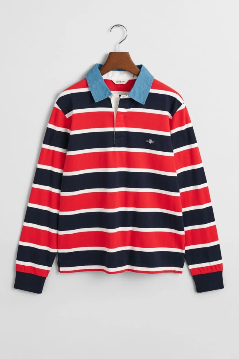 PÓLÓ GANT STRIPED SHIELD RUGGER EVENING BLUE