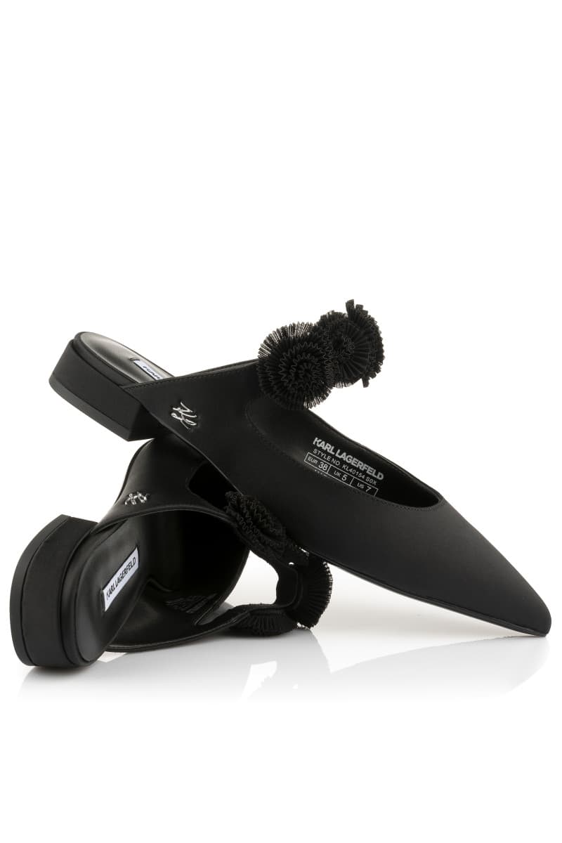 Szandál Karl Lagerfeld Kerrie Flora Mj Mule Black Satin Text Mono