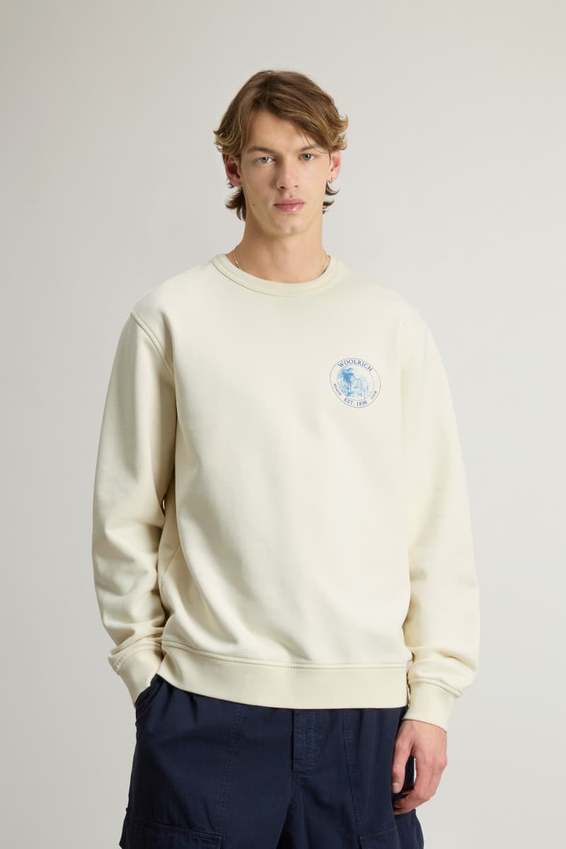Melegítőfelső Woolrich Graphic Crewneck Jet Stream