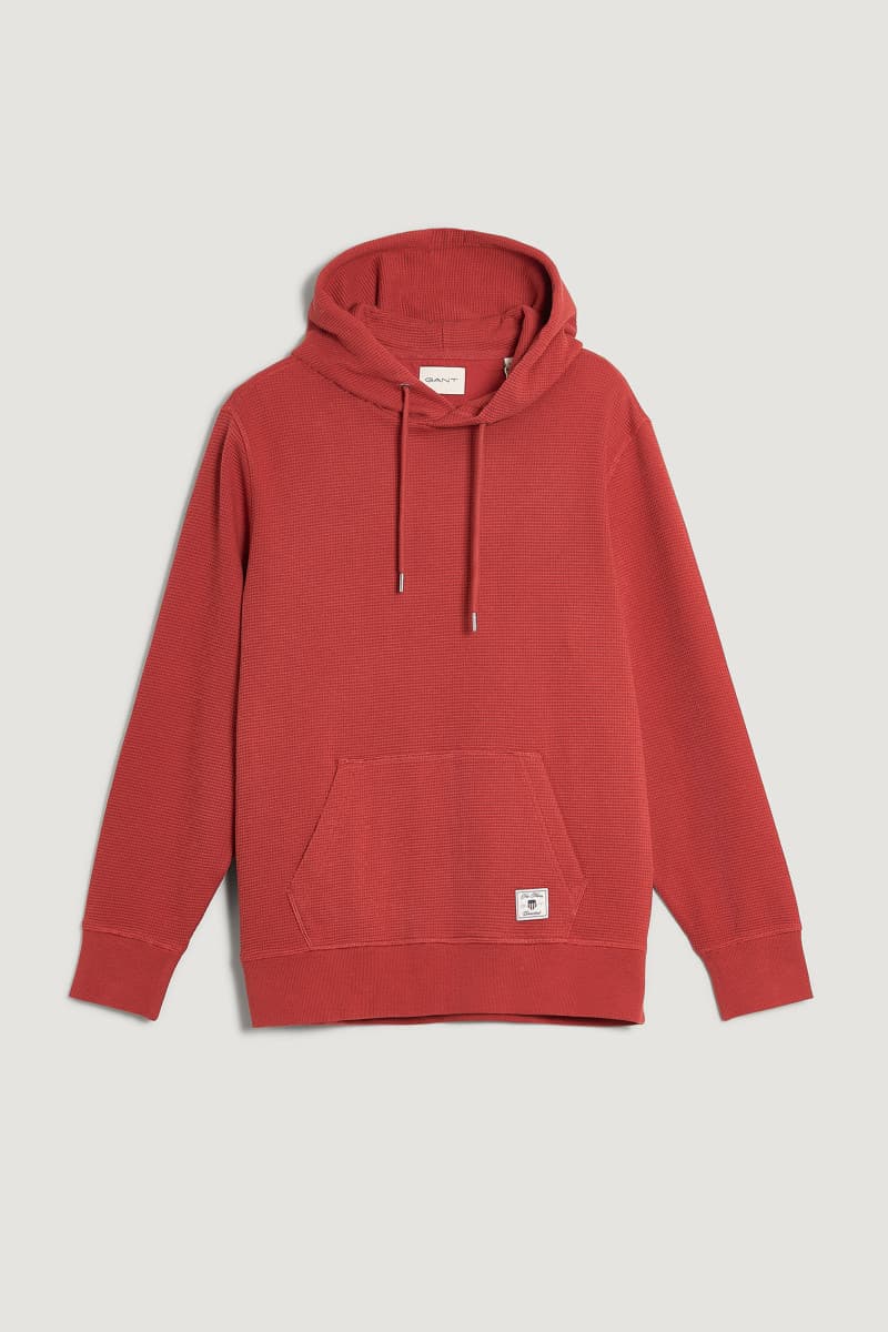 MELEGÍTŐFELSŐ GANT WAFFLE TEXTURE HOODIE MODERN RUST