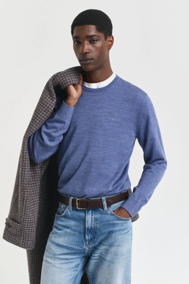 PULÓVER GANT EXTRAFINE MERINO WOOL C-NECK STONE BLUE MELANGE