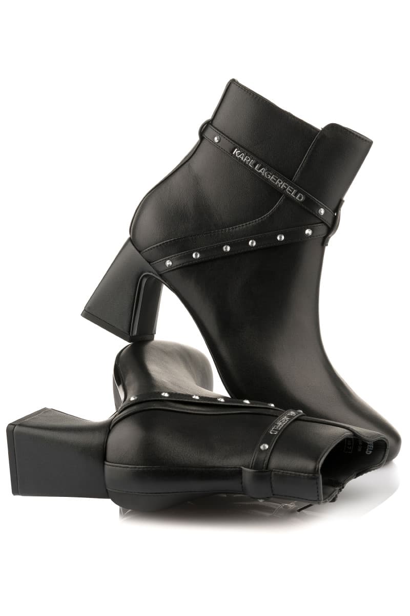 Bokacipő Karl Lagerfeld Beata Studs Ankle Boot Black Lthr