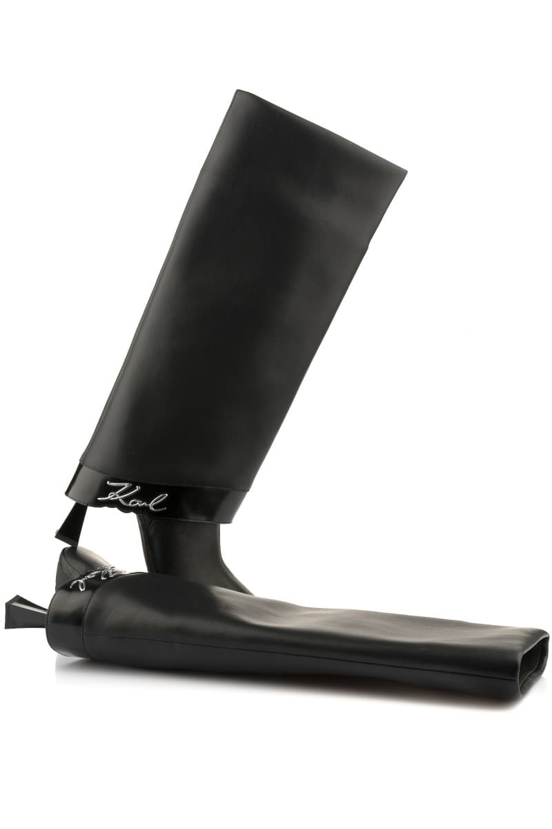 Cizma Karl Lagerfeld Debutante Fold Down Hi Leg Boot Black Lthr