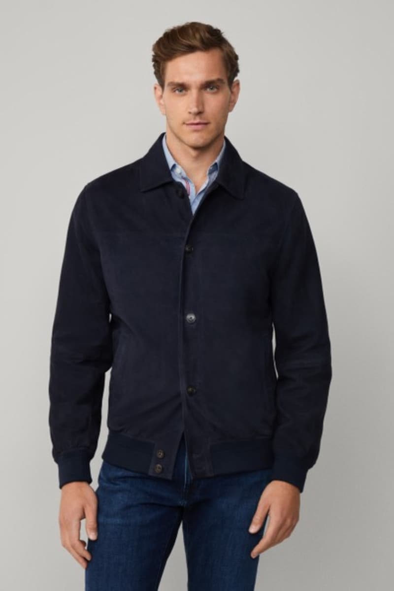 Dzseki Hackett London Suede Blouson Midnight Blue