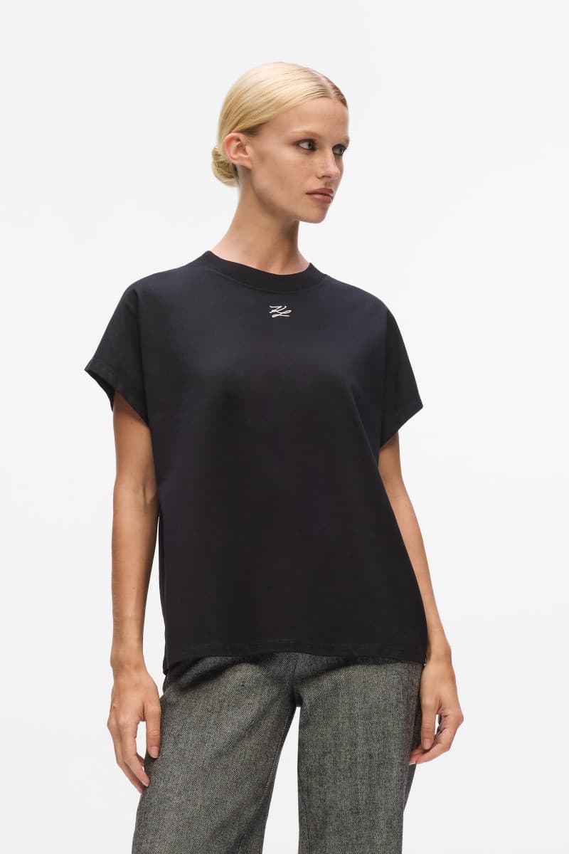 Póló Karl Lagerfeld Autograph Relaxed T-Shirt Black