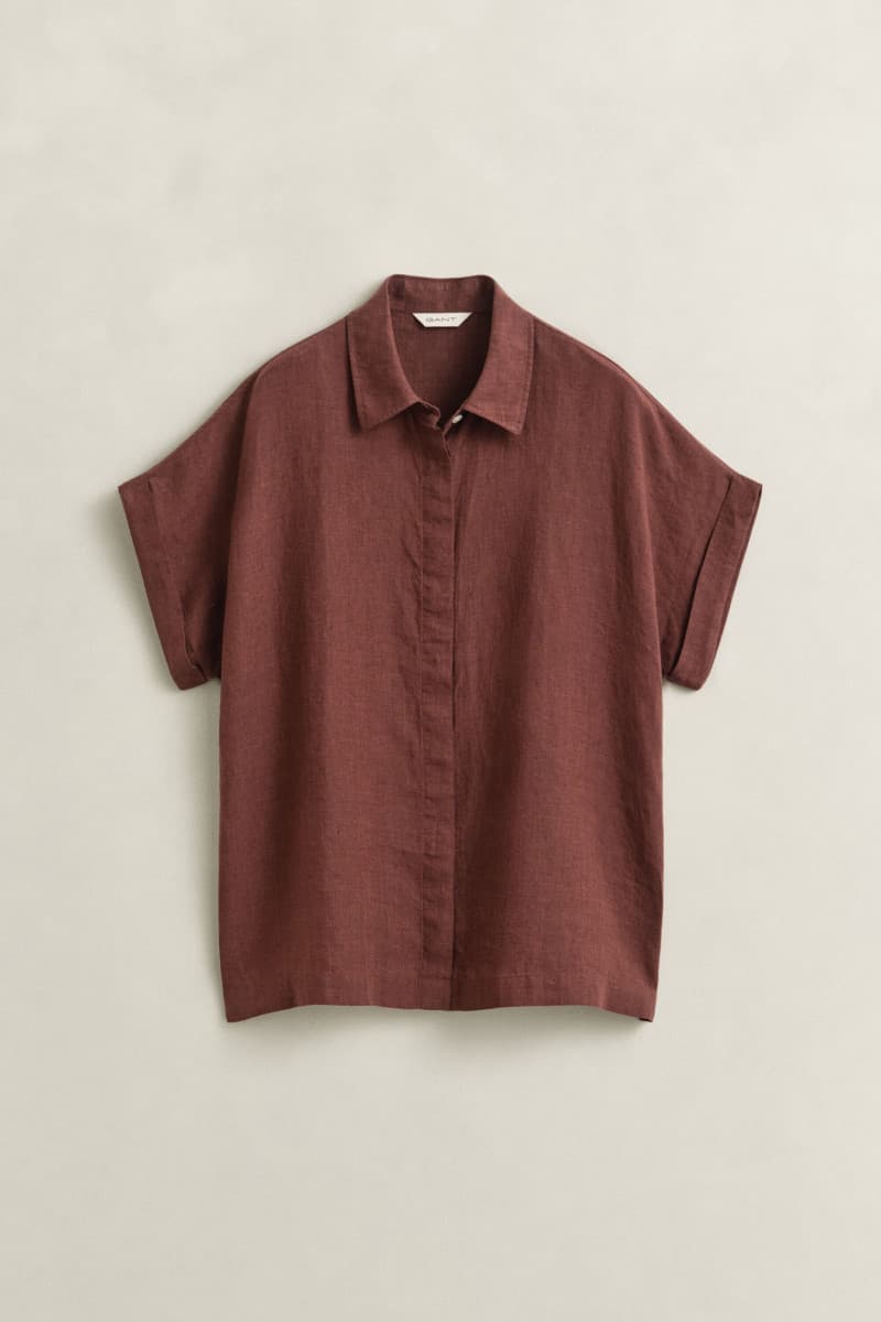 ING GANT LINEN CAP SLEEVE SHIRT FRESH SOIL