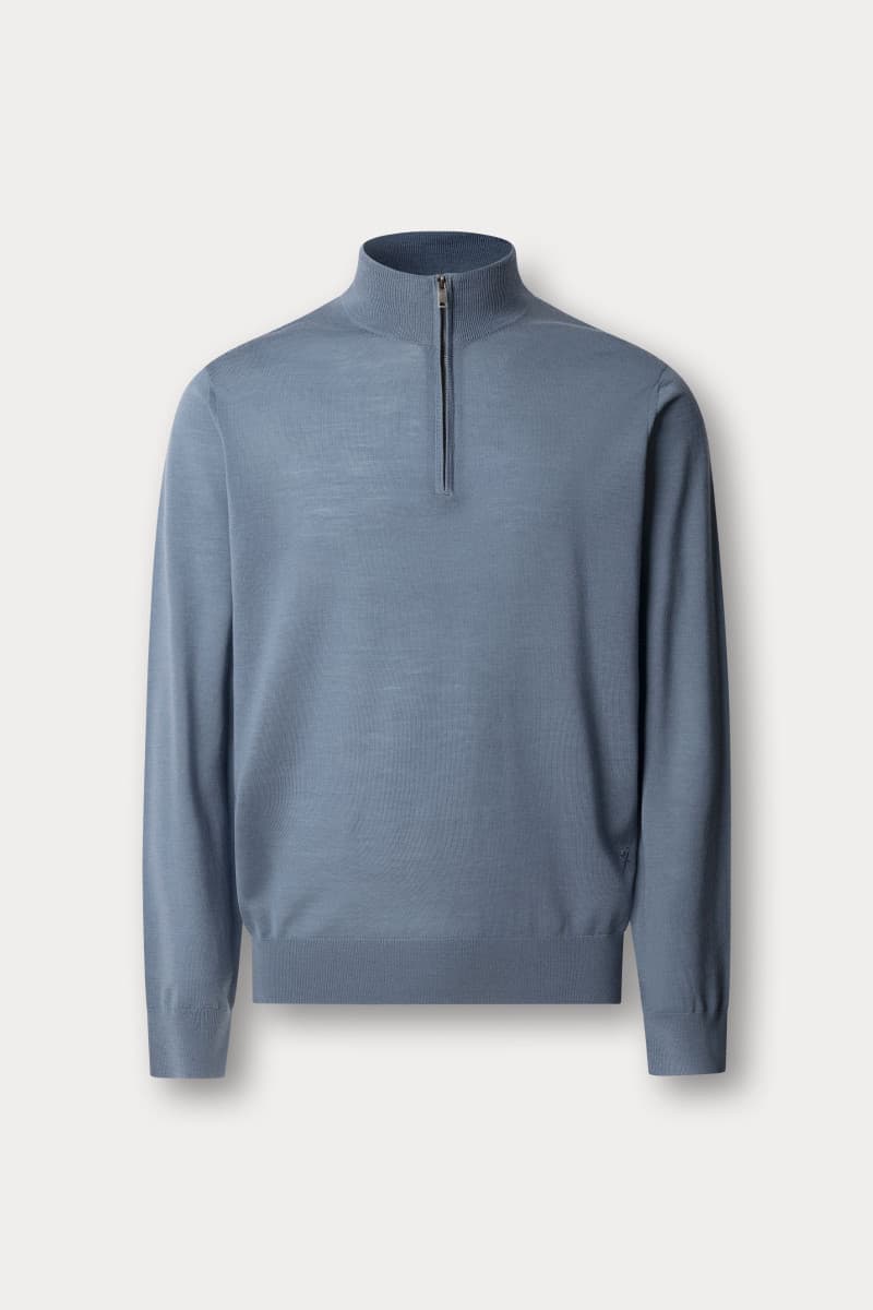 Pulóver Hackett London Ess Merino Hzip Thames Blue