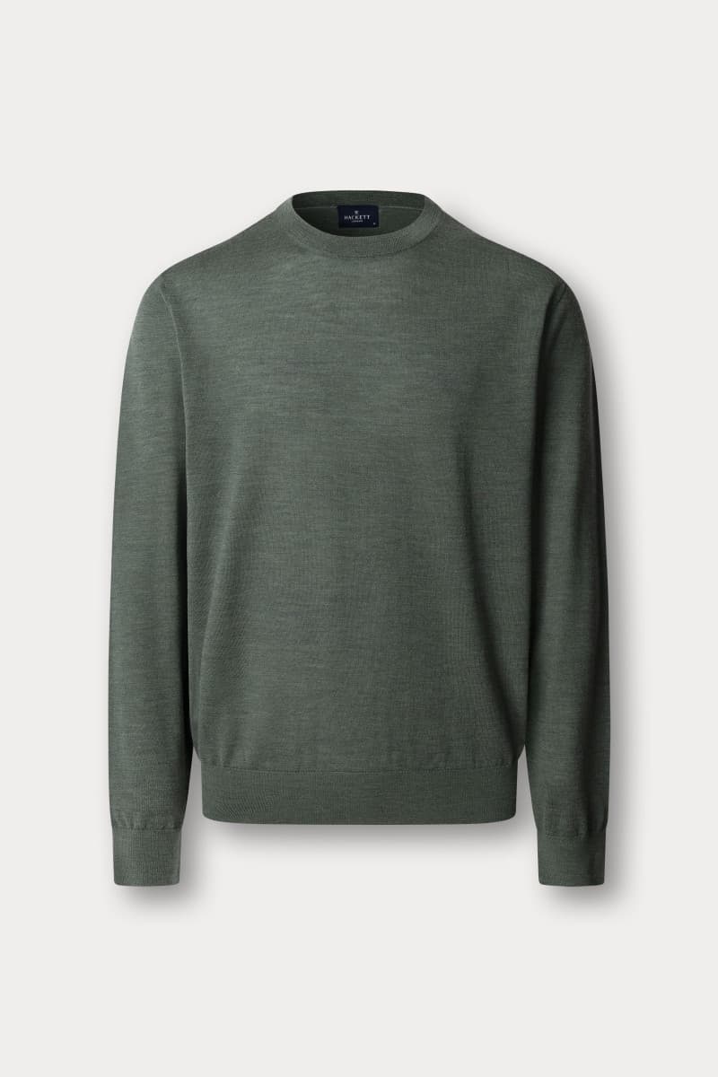 Pulóver Hackett London Ess Merino Crew Army Green