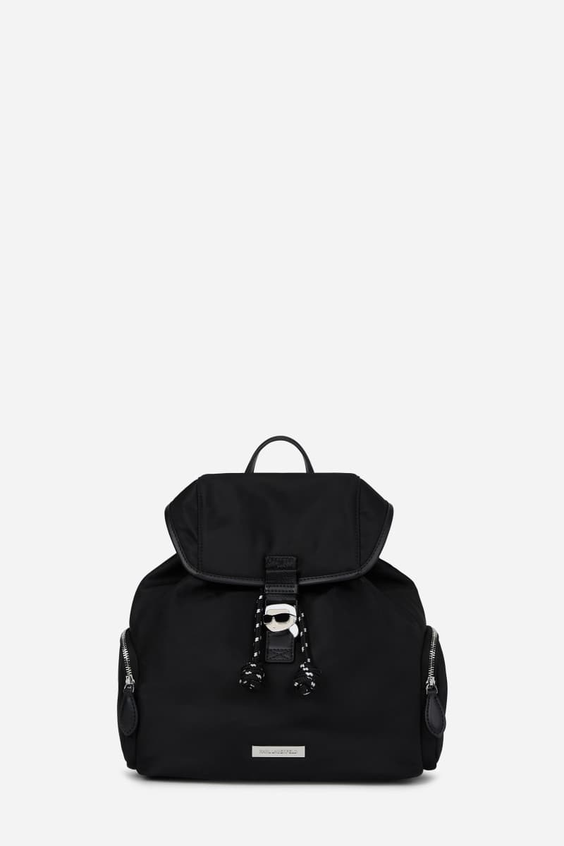 Hátizsák Karl Lagerfeld Ikon Nylon Sm Flap Backpack Black