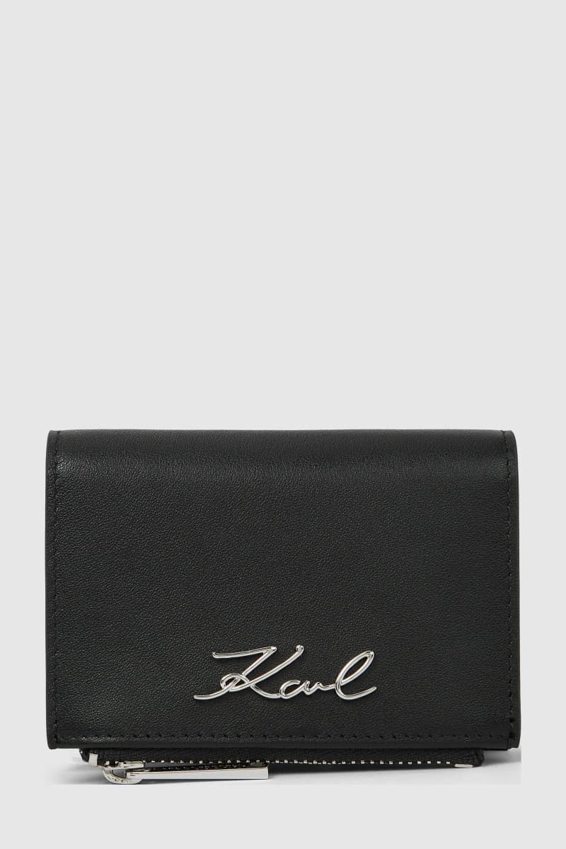 Pénztárca Karl Lagerfeld K/Signature Sm Slm Bfl Wlt Gp Black-Nickel