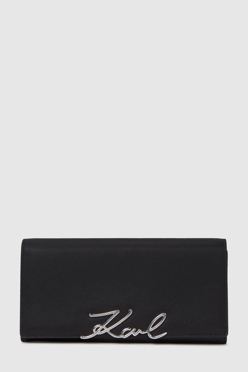 Pénztárca Karl Lagerfeld K/Signature Cont Flap Wallet Black-Nickel