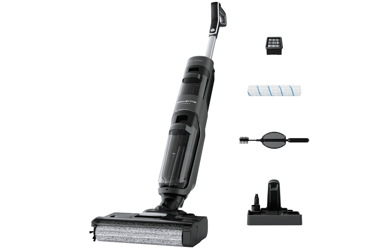 Porszívó és felmosó 2in1 Rowenta X-Clean 4 nedves és száraz porszívózáshoz GZ5037WO Fekete/Szürke