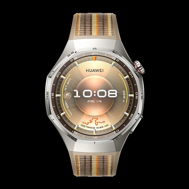 HUAWEI WATCH GT 6 Pro 46 mm titánötvözet tok barna szövött szíjjal