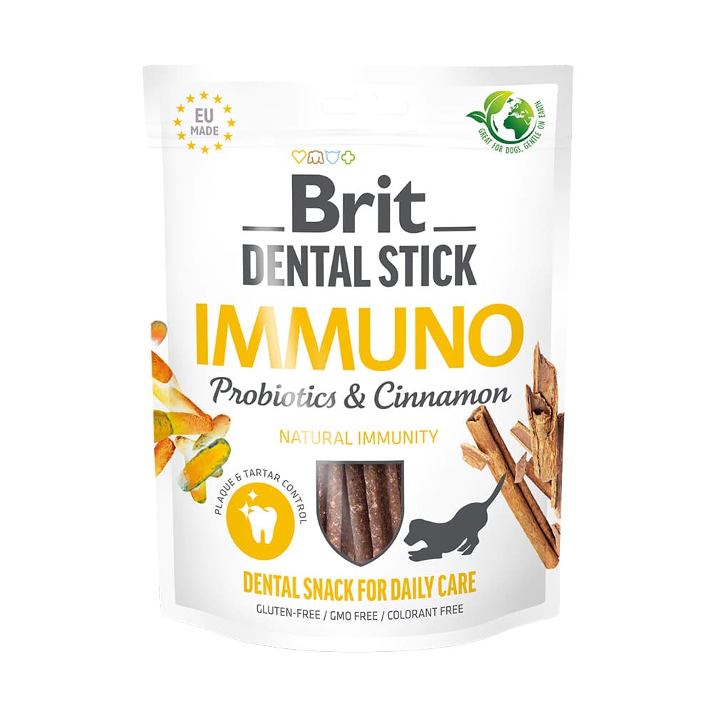 251g (7db) Brit Dental Stick Immuno Probiotics & Cinnamon kutyasnack