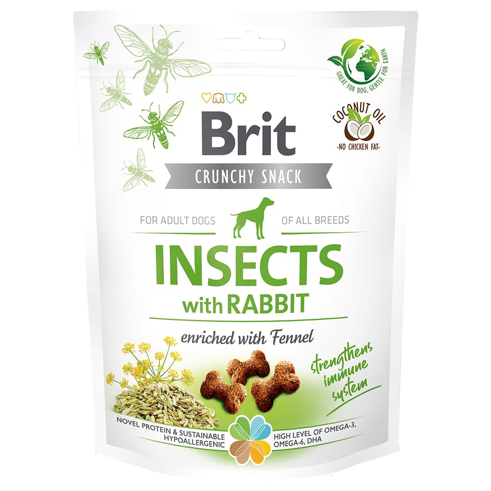 3x200g Brit Care Crunchy Cracker Insects, Rabbit & Fennel kutyasnack