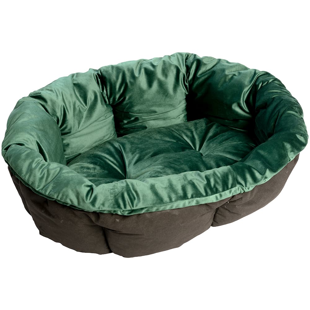 Sofà ágybetét Ferplast Siesta Deluxe kutyakosárhoz, zöld bársony, 10-es méret: H 96 x Sz 71 x M 32 cm